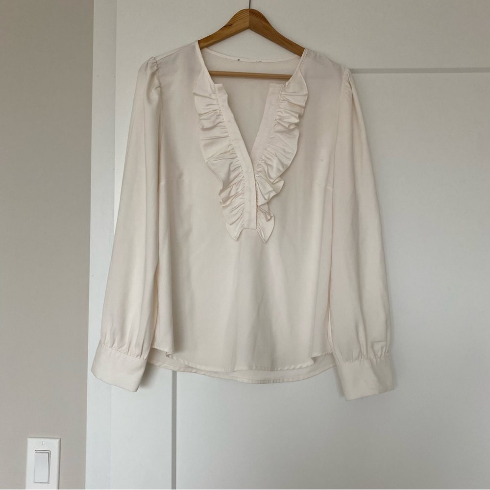 J Crew satin-like ruffle top size M